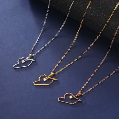 Kkjoy Stainless Steel Syria Map Flag Pendant Necklaces for Women Men Gold Color Charm Syrians Map Pendant  Jewelry Wholesale New
