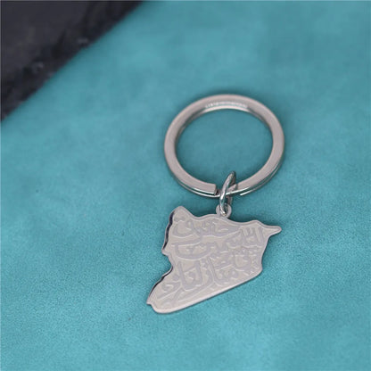 Stainless Steel Syria Map Keychain